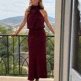 Νόπαλ | Αμάνικο Φόρεμα Midi με Δραπέτο Λαιμό