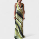 Κλασικό maxi φόρεμα με gradient και tie-dye