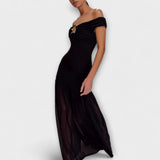 Maelie - Κομψά χωρίς τιράντες bodycon maxi φορέματα με λουλούδια