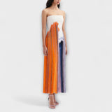 Λέτο - Στυλάτο φόρεμα με χρωματικό μπλοκάρισμα και trendy φούντες