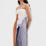 Λέτο - Στυλάτο φόρεμα με χρωματικό μπλοκάρισμα και trendy φούντες