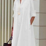 Μοντέρνα πουκαμισάτα φορέματα με γιακά και τρία τέταρτα μανίκια