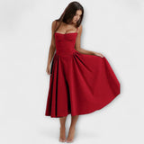 Ροζαλία - Κομψό αμάνικο κορσέ φόρεμα