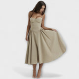 Ροζαλία - Κομψό αμάνικο κορσέ φόρεμα