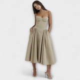 Ροζαλία - Κομψό αμάνικο κορσέ φόρεμα