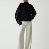 Alma | Oversize-Dolcevita πουλόβερ με λεπτομέρειες Piqué