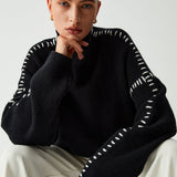 Alma | Oversize-Dolcevita πουλόβερ με λεπτομέρειες Piqué