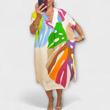 Ρούχα - Χαλαρά φόρεμα με πολύχρωμο σχέδιο φύλλων