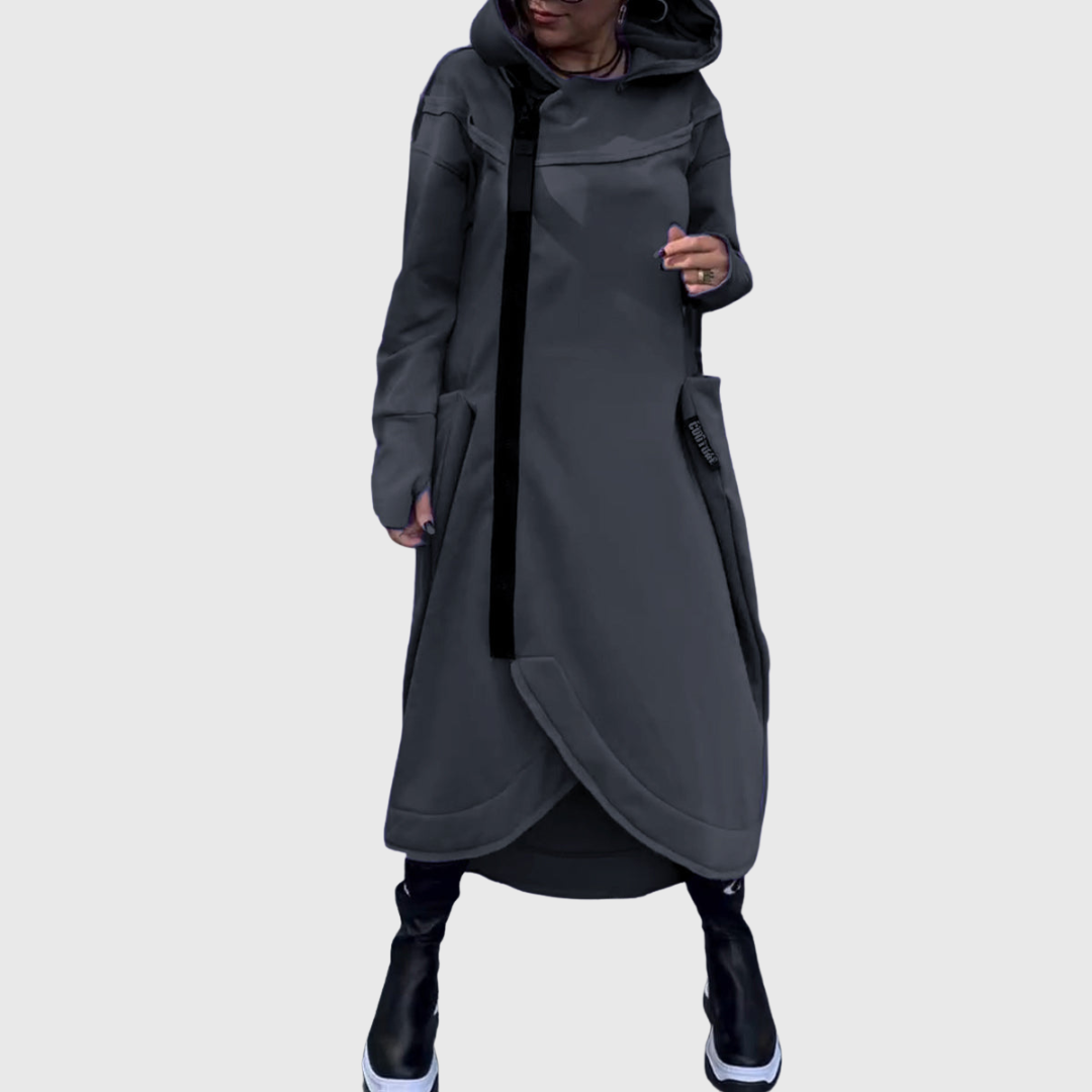 Adriana – Στυλάτη ασύμμετρη ζακέτα με κουκούλα