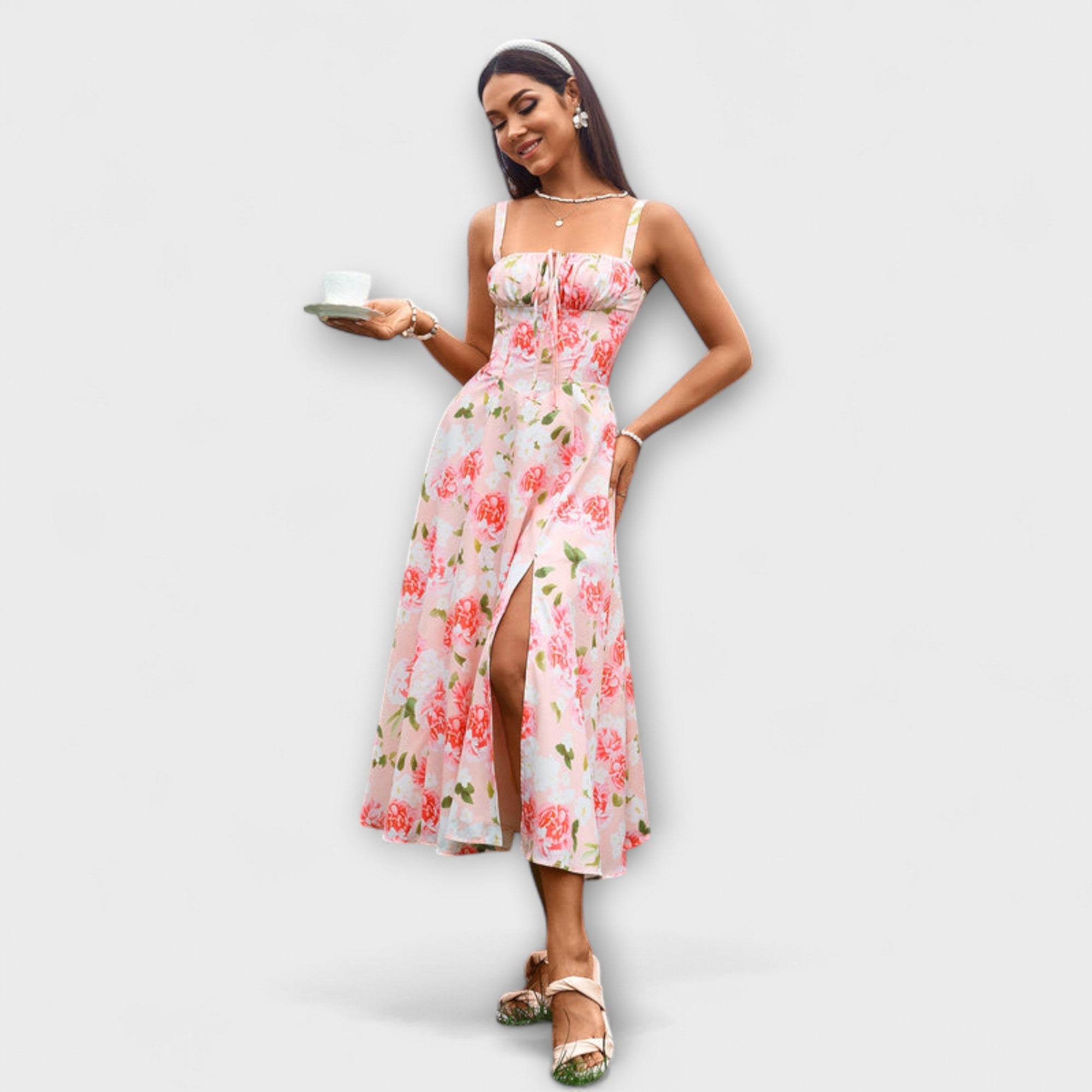 Ελπίδα - Ροζ τοπ φόρεμα με λεπτομέρεια σκισίματος