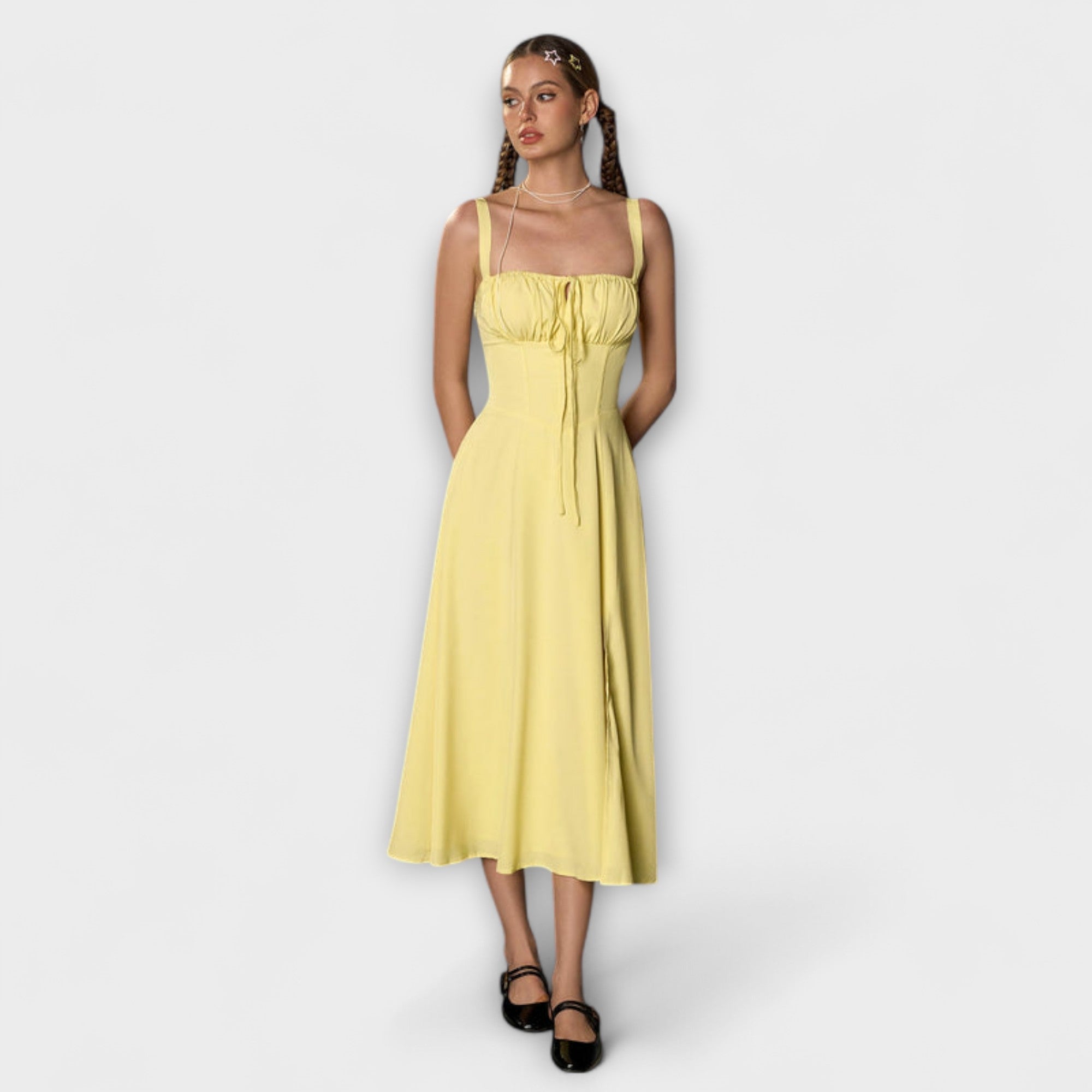 Ελπίδα - Ροζ τοπ φόρεμα με λεπτομέρεια σκισίματος