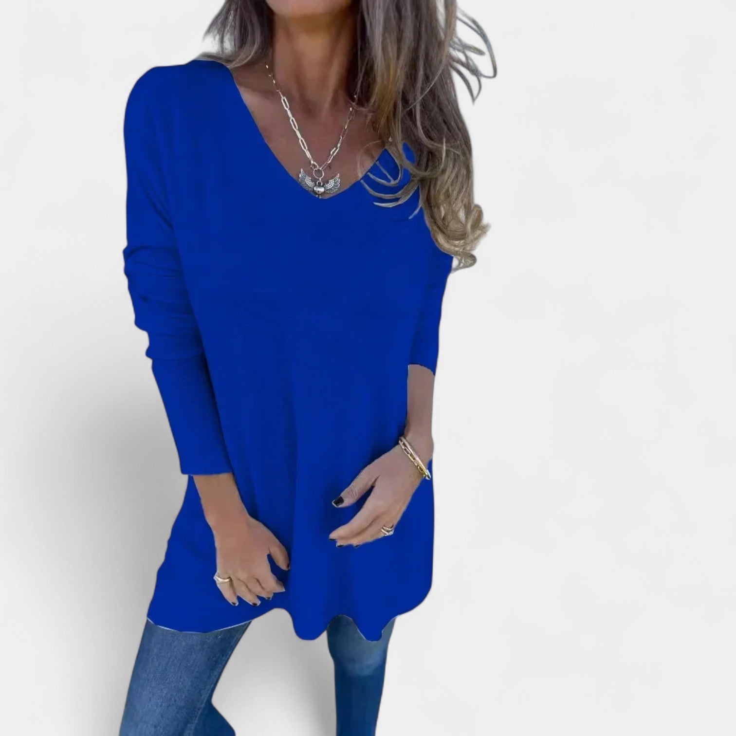 Λεοντύννα – Χαλαρή πλεκτή μπλούζα με λαιμόκοψη σε V