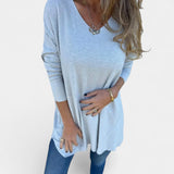 Λεοντύννα – Χαλαρή πλεκτή μπλούζα με λαιμόκοψη σε V