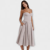 Ροζαλία - Κομψό αμάνικο κορσέ φόρεμα