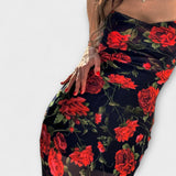Φόρεμα bodycon με λουλουδάτο σχέδιο και τιράντες