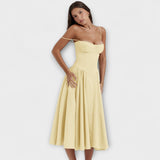 Ροζαλία - Κομψό αμάνικο κορσέ φόρεμα