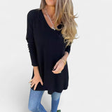 Λεοντύννα – Χαλαρή πλεκτή μπλούζα με λαιμόκοψη σε V