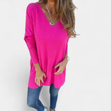 Λεοντύννα – Χαλαρή πλεκτή μπλούζα με λαιμόκοψη σε V