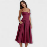 Ροζαλία - Κομψό αμάνικο κορσέ φόρεμα