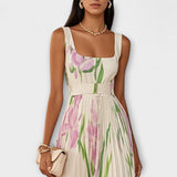 Σατέν λουλουδάτο chiffon maxi φόρεμα