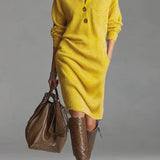 Λορένα | Πλεκτό φόρεμα με γιακά και κουμπιά