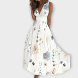 Ρόμι - Λουλουδάτο φόρεμα με V-λαιμόκοψη