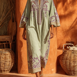 Zahara™ Μποέμικο Floral Maxi Φόρεμα από Βαμβάκι-Λινό