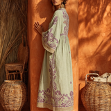 Zahara™ Μποέμικο Floral Maxi Φόρεμα από Βαμβάκι-Λινό